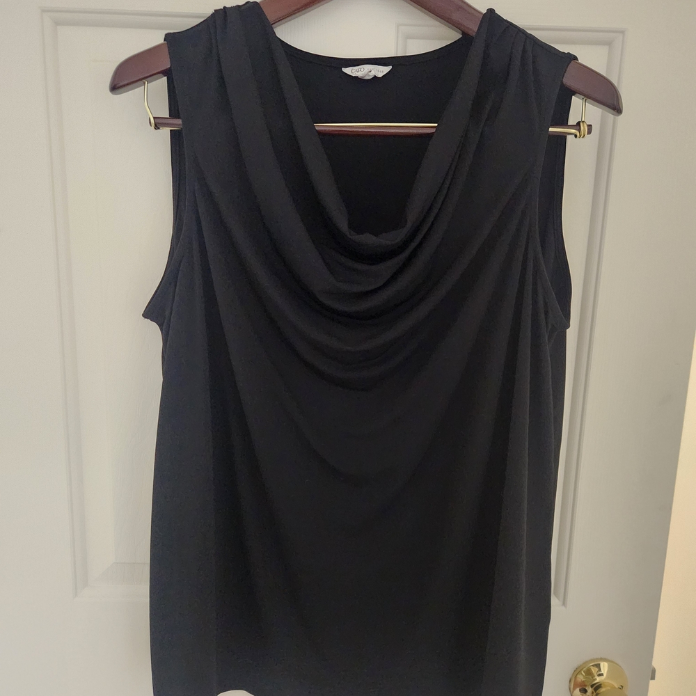 Cato Black Drape Neck Sleeveless Blouse